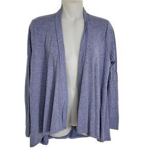 Acemi Womens Medium Open Front Cardigan Sweater Blue Marbled Poly Rayon Stretch